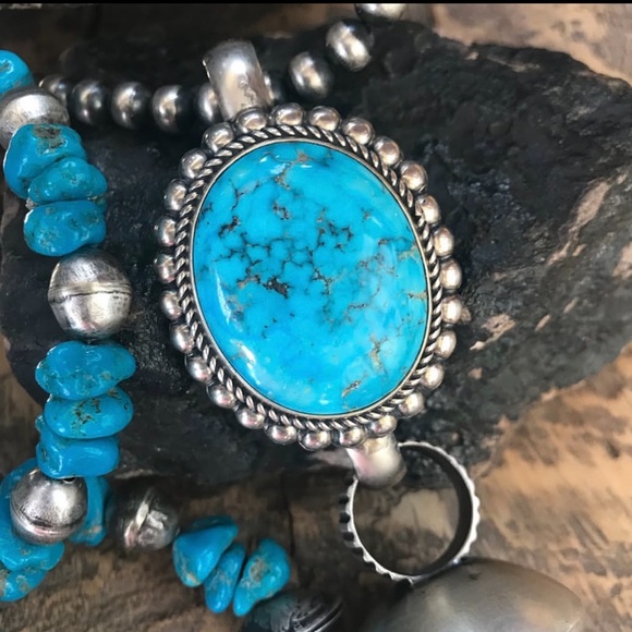 Dan Dodson blossom and chunky high grade turquoise link by Maynard Garcia